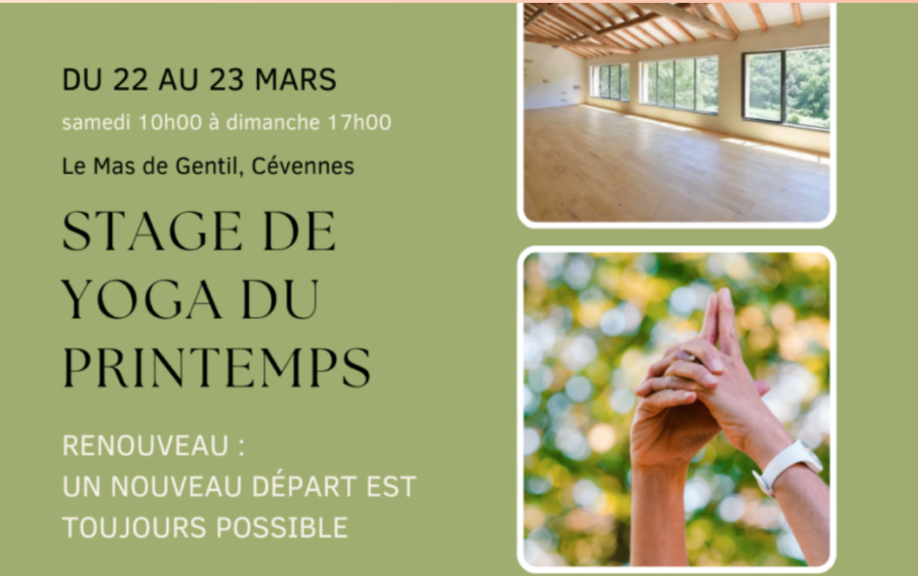 Stage de yoga du printemps. 22-23 mars. Cévennes